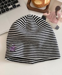 MEMECLE（メメクル）の「【 MEMECLE / メメクル 】ワンポイント スター刺繍 ボーダーニットビーニー（ニットキャップ/ビーニー）」