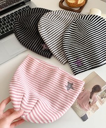MEMECLE（メメクル）の「【 MEMECLE / メメクル 】ワンポイント スター刺繍 ボーダーニットビーニー（ニットキャップ/ビーニー）」