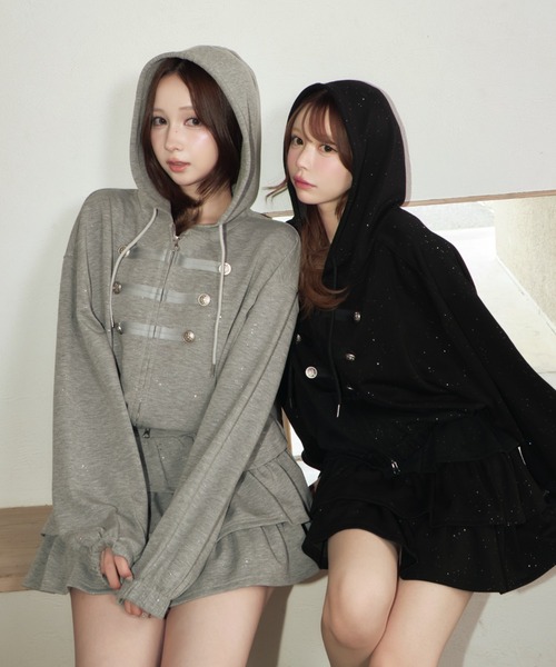 TITTY&CO.（ティティーアンドコー）の「ラメナポレオンスウェットセットアップ（セットアップ・レディース・カーキ/ブラック/グレー・FREE）」の22枚目の写真