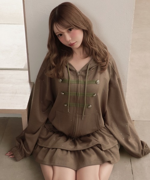 TITTY&CO.（ティティーアンドコー）の「ラメナポレオンスウェットセットアップ（セットアップ・レディース・カーキ/ブラック/グレー・FREE）」の17枚目の写真