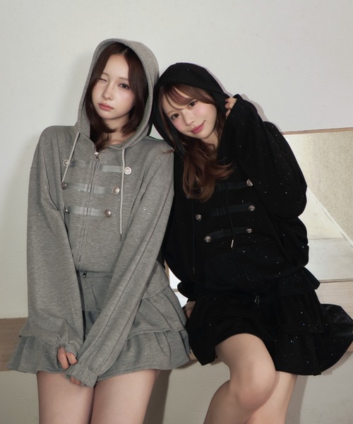 TITTY&CO.（ティティーアンドコー）の「ラメナポレオンスウェットセットアップ（セットアップ・レディース・カーキ/ブラック/グレー・FREE）」の18枚目の写真