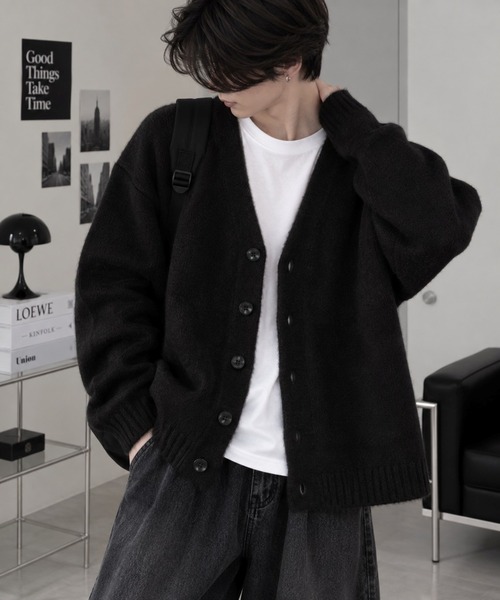 VIBGYOR(ヴィブジョー)の「【Bls】 【ZM】【Bling Leads】5GGモヘアタッチ 大きめシルエットカーディガン(BL)(カーディガン/ボレロ・メンズ・グリーン/ブラック/マスタード/オレンジ・FREE)」の9枚目の写真