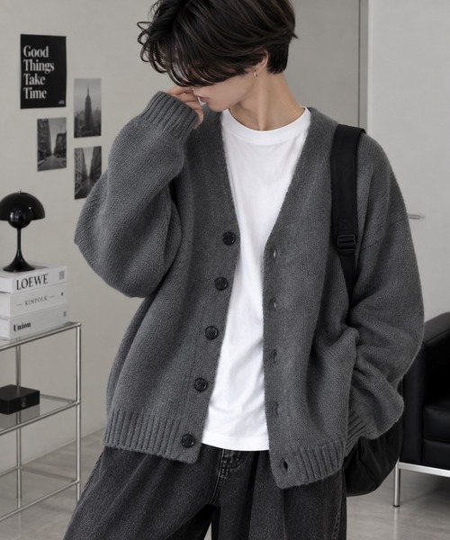 VIBGYOR(ヴィブジョー)の「【Bls】 【ZM】【Bling Leads】5GGモヘアタッチ 大きめシルエットカーディガン(BL)(カーディガン/ボレロ・メンズ・グリーン/ブラック/マスタード/オレンジ・FREE)」の11枚目の写真