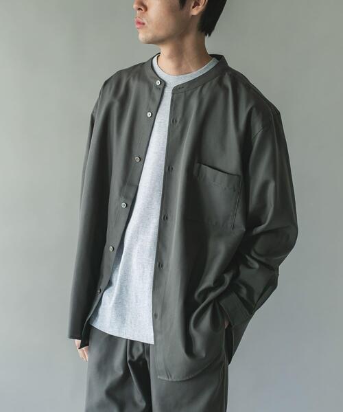 URBAN RESEARCH DOORS(アーバンリサーチドアーズ)の「ウール混ミニヘリンボーンワイドバンドシャツ(シャツ/ブラウス・メンズ・チャコールグレー/ブラウン/グリーン系その他・LARGE/MEDIUM)」の10枚目の写真