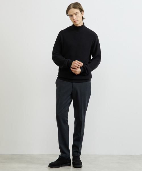 MEN'S MELROSE(メンズメルローズ)の「ウーレンウーステッド片畦タートルネックニット | ウォッシャブル(ニット/セーター・メンズ・ブラック/ベージュ/グレー・2/4/3)」の15枚目の写真