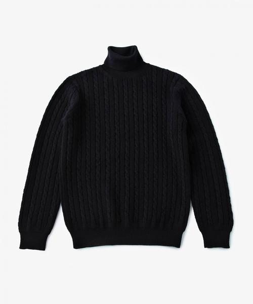 UNITED ARROWS(ユナイテッドアローズ)の「BAS ケーブル タートルネック◆(ニット/セーター・メンズ・ホワイト/ブラック/マスタード/ネイビー・LARGE/MEDIUM/SMALL/X-LARGE)」の1枚目の写真