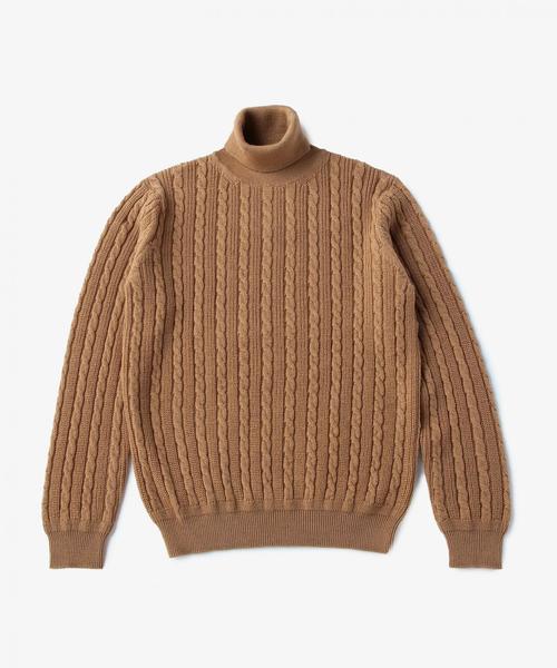 UNITED ARROWS(ユナイテッドアローズ)の「BAS ケーブル タートルネック◆(ニット/セーター・メンズ・ホワイト/ブラック/マスタード/ネイビー・LARGE/MEDIUM/SMALL/X-LARGE)」の4枚目の写真