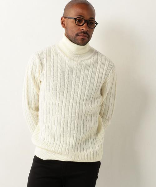 UNITED ARROWS(ユナイテッドアローズ)の「BAS ケーブル タートルネック◆(ニット/セーター・メンズ・ホワイト/ブラック/マスタード/ネイビー・LARGE/MEDIUM/SMALL/X-LARGE)」の13枚目の写真