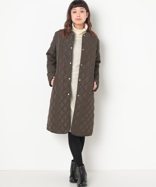 Salon Adam Et Rope サロン アダム エ ロペ の ダブルステッチキルトノーカラーコート その他アウター Wear