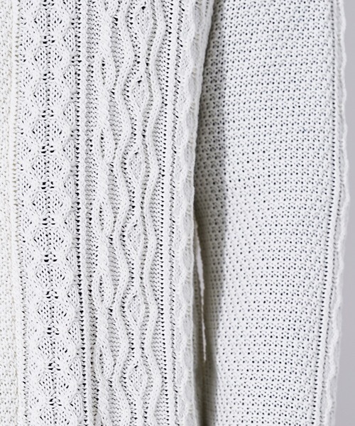AKM（エイケイエム）の「【AKM Contemporary】≪STUDIOUS限定≫ケーブルショールカーディガン（カーディガン/ボレロ・メンズ・ホワイト/ベージュ/チャコールグレー・3/2/1）」の5枚目の写真