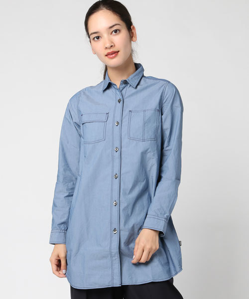 AIGLE（エーグル）の「W コーデュラチュニックシャツ長袖（シャツ/ブラウス・レディース・インディゴブルー/カーキ・38/36/40）」の2枚目の写真