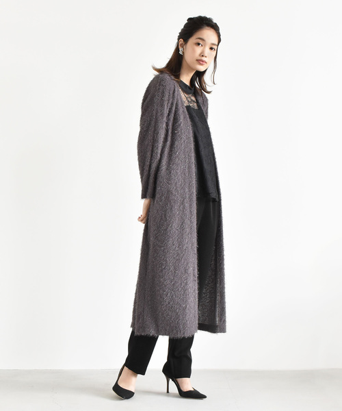 kaene（カエン）の「ラメシャギーカーディガン LONG（カーディガン/ボレロ・レディース・ライトグレー/ブラック/ブラウン/オフホワイト・FREE）」の3枚目の写真