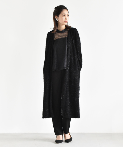 kaene（カエン）の「ラメシャギーカーディガン LONG（カーディガン/ボレロ・レディース・ライトグレー/ブラック/ブラウン/オフホワイト・FREE）」の2枚目の写真