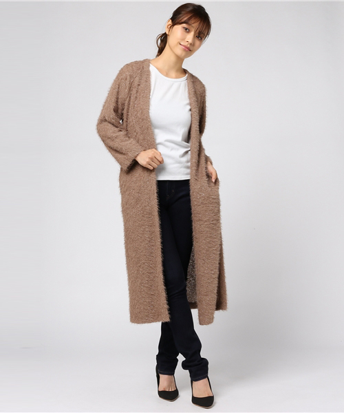 kaene（カエン）の「ラメシャギーカーディガン LONG（カーディガン/ボレロ・レディース・ライトグレー/ブラック/ブラウン/オフホワイト・FREE）」の4枚目の写真