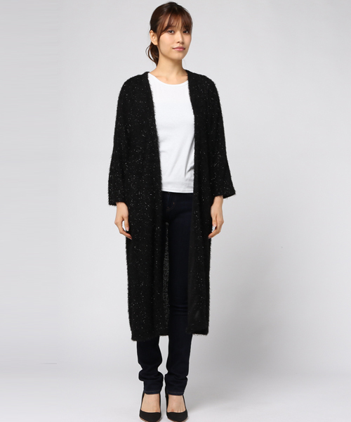 kaene（カエン）の「ラメシャギーカーディガン LONG（カーディガン/ボレロ・レディース・ライトグレー/ブラック/ブラウン/オフホワイト・FREE）」の5枚目の写真