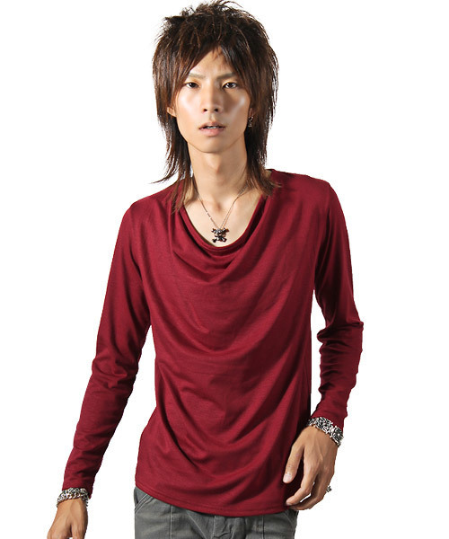 LUXSTYLE（ラグスタイル）の「ドレープ無地ロンＴ（Tシャツ/カットソー・メンズ・杢グレー/チャコール/ロイヤルブルー/ワインレッド/グレー/ホワイト/ダークブラウン/パープル/ブラック/ネイビー/モカ・M/XL/L/XXL）」の11枚目の写真