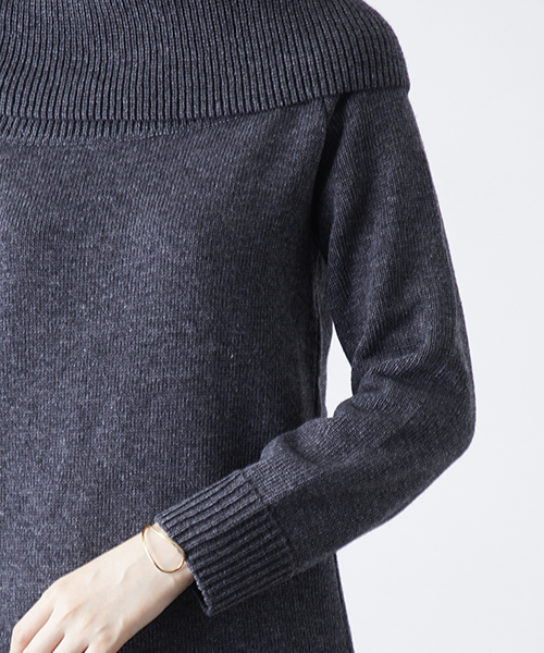 anuans アニュアンス ワンショルダーニットワンピース ネイビー セール】ワンショルダーニットワンピース（ワンピース）｜anuans（ア