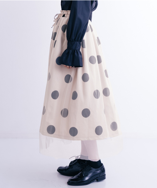 merlot plus（メルロープリュス）の「フロッキー大ドットチュールスカート2466（スカート・レディース・アイボリー/ブラック/パープル・FREE）」の10枚目の写真