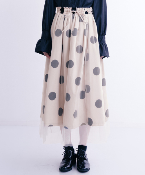 merlot plus（メルロープリュス）の「フロッキー大ドットチュールスカート2466（スカート・レディース・アイボリー/ブラック/パープル・FREE）」の9枚目の写真