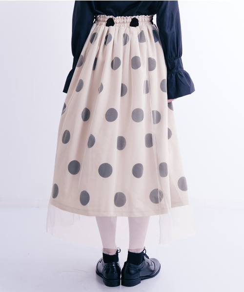 merlot plus（メルロープリュス）の「フロッキー大ドットチュールスカート2466（スカート・レディース・アイボリー/ブラック/パープル・FREE）」の12枚目の写真