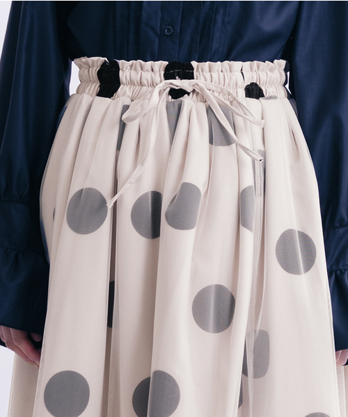 merlot plus（メルロープリュス）の「フロッキー大ドットチュールスカート2466（スカート・レディース・アイボリー/ブラック/パープル・FREE）」の6枚目の写真