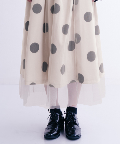 merlot plus（メルロープリュス）の「フロッキー大ドットチュールスカート2466（スカート・レディース・アイボリー/ブラック/パープル・FREE）」の11枚目の写真