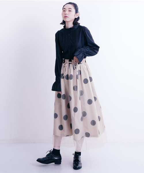 merlot plus（メルロープリュス）の「フロッキー大ドットチュールスカート2466（スカート・レディース・アイボリー/ブラック/パープル・FREE）」の13枚目の写真