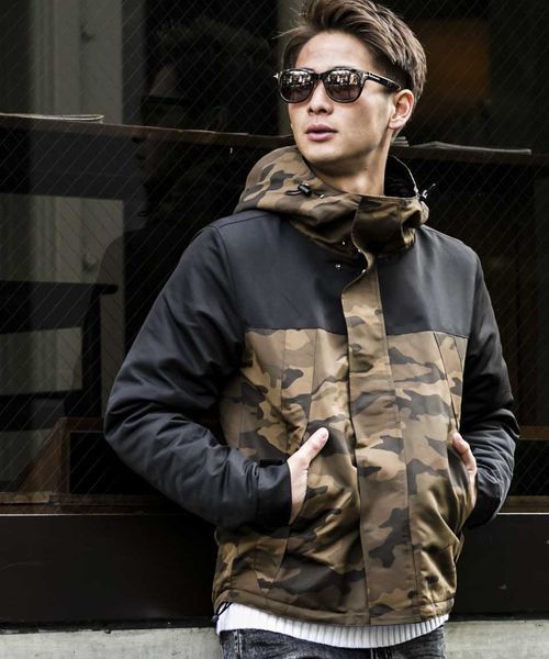 A.S.M（エーエスエム）の「ツートン/タスランマウンテンパーカーツートン/裏ボア（マウンテンパーカー・メンズ・カーキ/ベージュ/ネイビー/グリーン系カモフラージュ/グレー系カモフラージュ・52/48/50）」の4枚目の写真