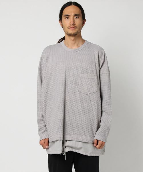 CABANE de ZUCCa（カバンドズッカ）の「ワッフルジャージィー（Tシャツ/カットソー・メンズ・カーキ/ライトグレー/ネイビー・M size）」の6枚目の写真