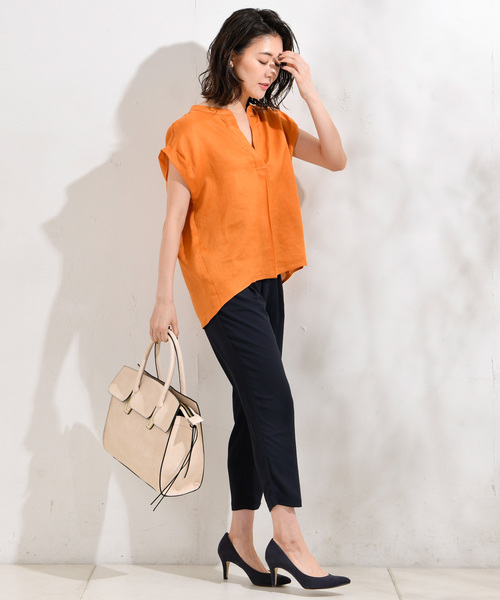 RIVE DROITE（リヴドロワ）の「【洗える】リネンスキッパーシャツ（シャツ/ブラウス・レディース・ホワイト/ブラック/オレンジ/ベージュ/カーキ・FREE）」の7枚目の写真