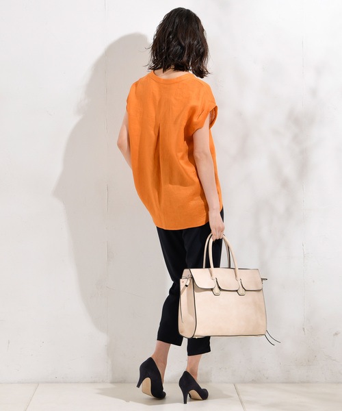 RIVE DROITE（リヴドロワ）の「【洗える】リネンスキッパーシャツ（シャツ/ブラウス・レディース・ホワイト/ブラック/オレンジ/ベージュ/カーキ・FREE）」の8枚目の写真