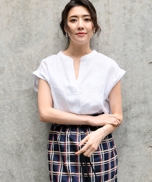 RIVE DROITE（リヴドロワ）の「【洗える】リネンスキッパーシャツ（シャツ/ブラウス・レディース・ホワイト/ブラック/オレンジ/ベージュ/カーキ・FREE）」の10枚目の写真