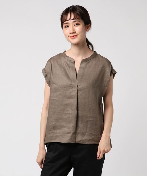 RIVE DROITE（リヴドロワ）の「【洗える】リネンスキッパーシャツ（シャツ/ブラウス・レディース・ホワイト/ブラック/オレンジ/ベージュ/カーキ・FREE）」の4枚目の写真