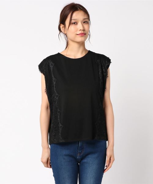 AMERICAN HOLIC(アメリカンホリック)の「・ノースリレース使いゆるプルオーバー(Tシャツ/カットソー・レディース・ブラック/ネイビー/モカ/オフホワイト・FREE)」の3枚目の写真