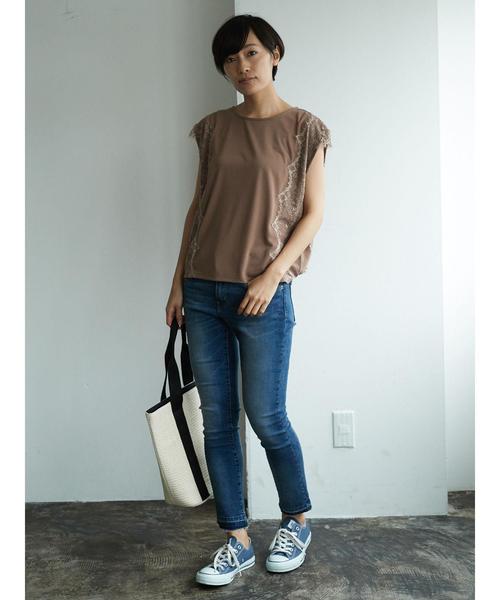AMERICAN HOLIC(アメリカンホリック)の「・ノースリレース使いゆるプルオーバー(Tシャツ/カットソー・レディース・ブラック/ネイビー/モカ/オフホワイト・FREE)」の10枚目の写真