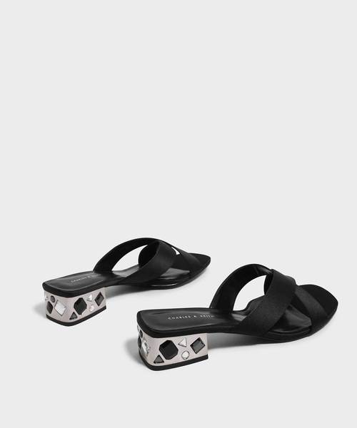 CHARLES & KEITH（チャールズ & キース）の「エンベリッシュヒールミュール / EMBELLISHED HEEL MULES（スリッポン・レディース・ブラック/ブルー・22.5cm/23cm/23.5cm/24.5cm/25cm）」の5枚目の写真