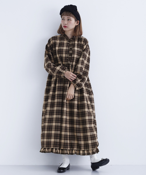 MERLOT（メルロー）の「チェック柄フリルディテールワンピース1757（ワンピース・レディース・ブラウン/レッド/グリーン・FREE）」の7枚目の写真