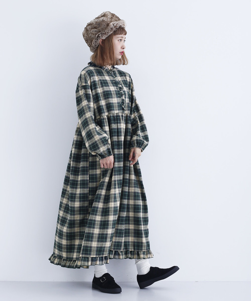 MERLOT（メルロー）の「チェック柄フリルディテールワンピース1757（ワンピース・レディース・ブラウン/レッド/グリーン・FREE）」の10枚目の写真