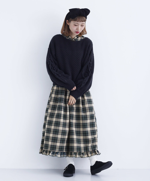 MERLOT（メルロー）の「チェック柄フリルディテールワンピース1757（ワンピース・レディース・ブラウン/レッド/グリーン・FREE）」の11枚目の写真