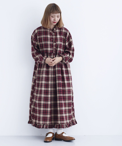 MERLOT（メルロー）の「チェック柄フリルディテールワンピース1757（ワンピース・レディース・ブラウン/レッド/グリーン・FREE）」の14枚目の写真