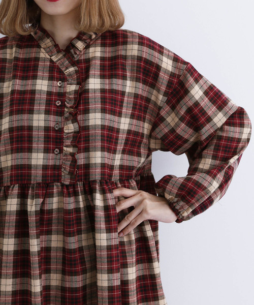 MERLOT（メルロー）の「チェック柄フリルディテールワンピース1757（ワンピース・レディース・ブラウン/レッド/グリーン・FREE）」の19枚目の写真
