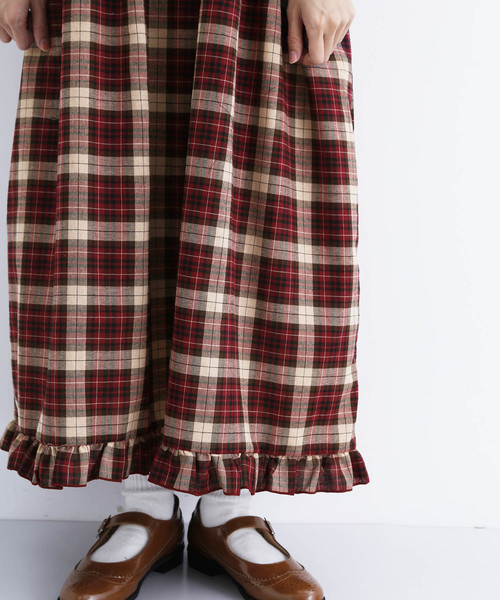 MERLOT（メルロー）の「チェック柄フリルディテールワンピース1757（ワンピース・レディース・ブラウン/レッド/グリーン・FREE）」の21枚目の写真