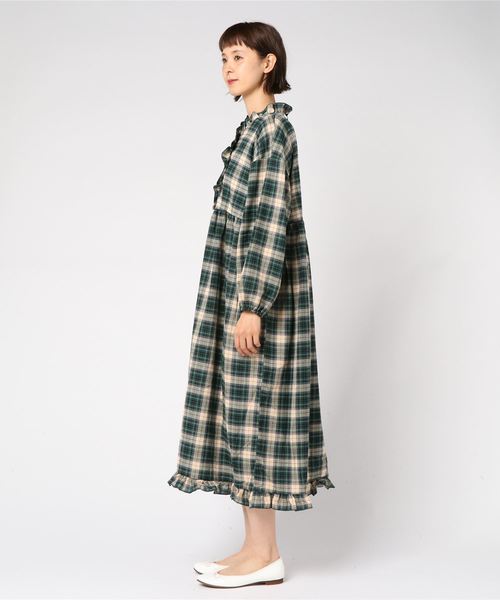 MERLOT（メルロー）の「チェック柄フリルディテールワンピース1757（ワンピース・レディース・ブラウン/レッド/グリーン・FREE）」の4枚目の写真