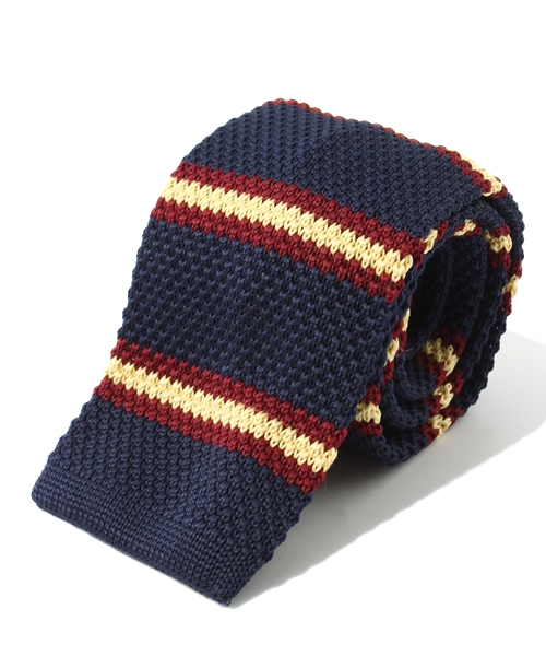 WEGO（ウィゴー）の「WEGO/ボーダーニットタイ（ネクタイ・メンズ・グリーン/ネイビー・FREE）」の2枚目の写真