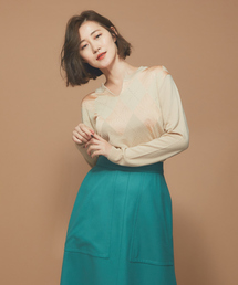 Abahouse Devinette | トーントーンアーガイルニット(ニット/セーター)