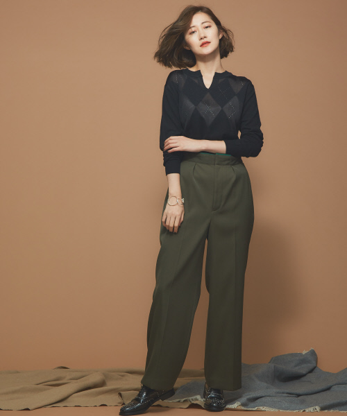 Abahouse Devinette（ドゥヴィネット）の「トーントーンアーガイルニット（ニット/セーター・レディース・ブラック/ベージュ・フリー）」の9枚目の写真