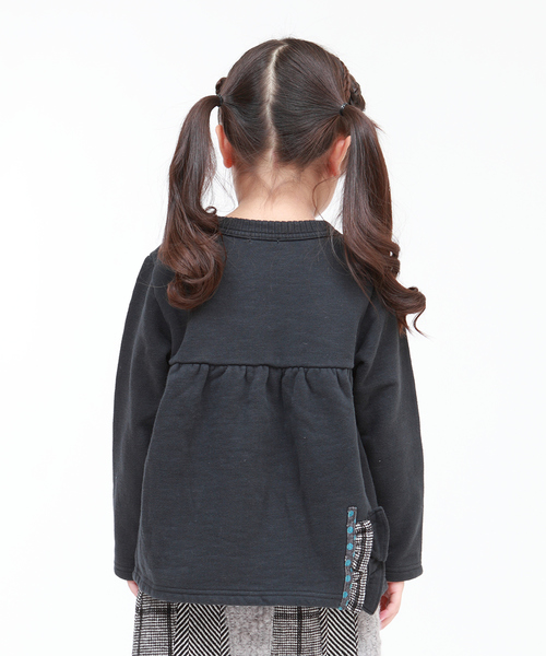 RAGMART（ラグマート）の「裏起毛パッチワークトレーナ（スウェット・キッズ・ブラック/アイボリー・110cm/100cm/120cm/130cm）」の9枚目の写真