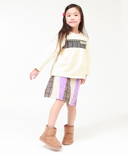 RAGMART（ラグマート）の「裏起毛パッチワークトレーナ（スウェット・キッズ・ブラック/アイボリー・110cm/100cm/120cm/130cm）」の7枚目の写真