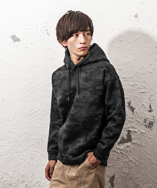 MinoriTY（マイノリティ）の「ニットフリースオーバーサイズパーカー（パーカー・メンズ・ブラック/ネイビー/グレー/カモフラージュ/チェック・M/L）」の4枚目の写真