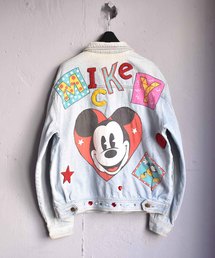 カラーブラック90s OLD Mickey デニムジャケット vintage ダメージ